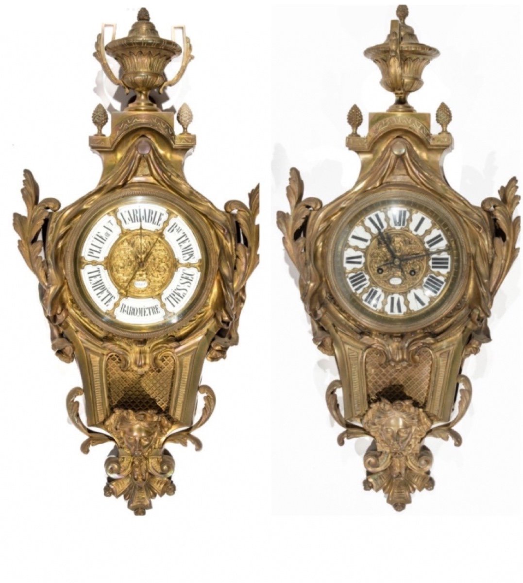 Raingo F 90 Cm Gilt Bronze Barometer And Cartel-photo-3