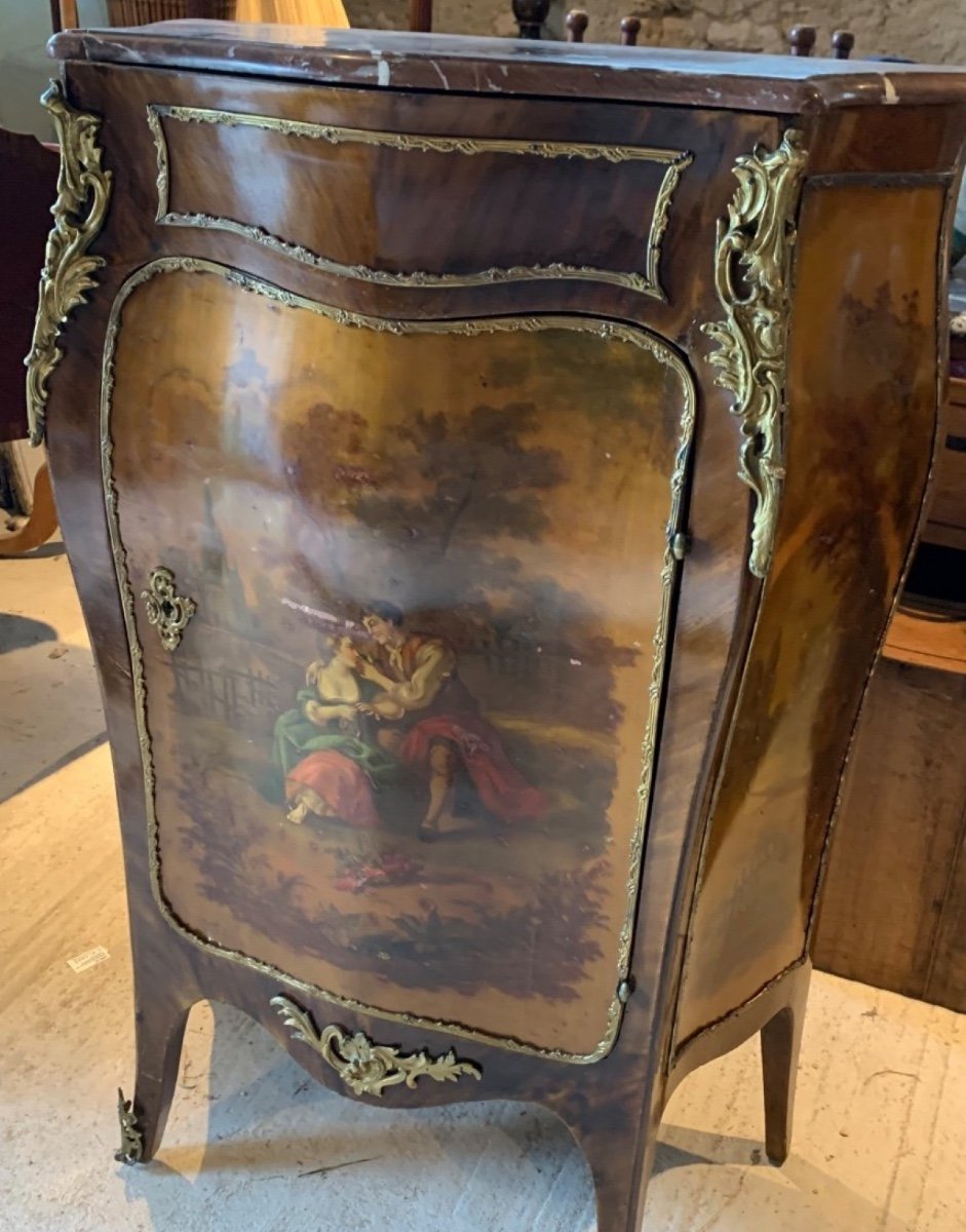 Louis XV Style Sideboard In Marquetry, Bronze And Martin Varnish-photo-1