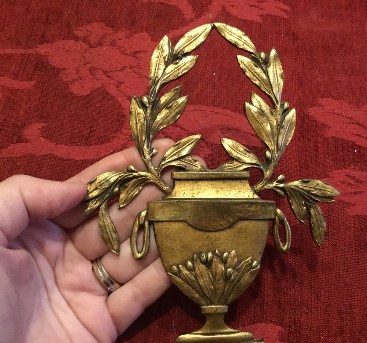 Chiseled And Gilded Bronze Decor Laurel Wreath-photo-2