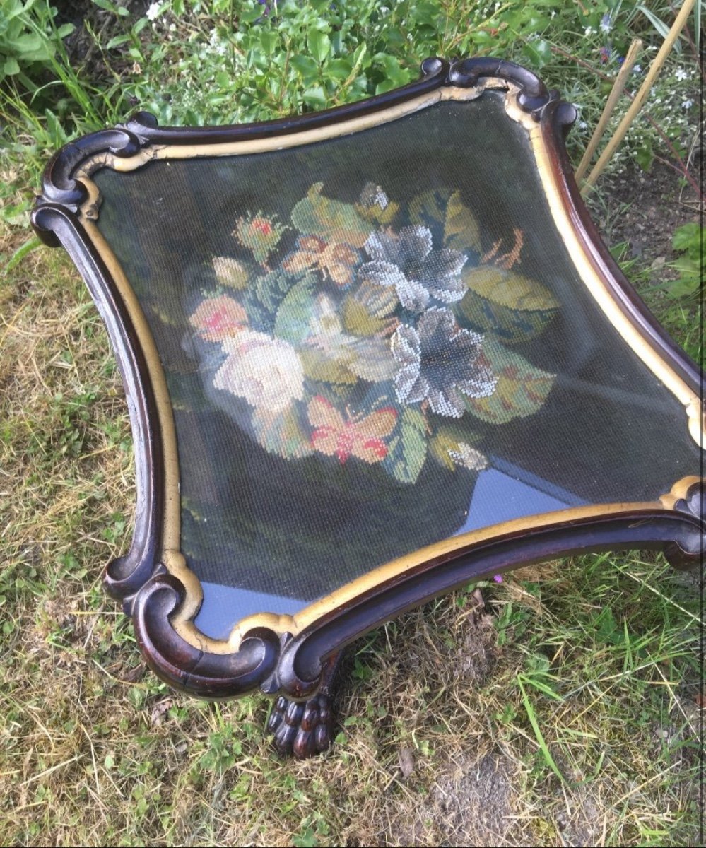 English Mahogany Tea Table, Tapestry And Beadwork-photo-1