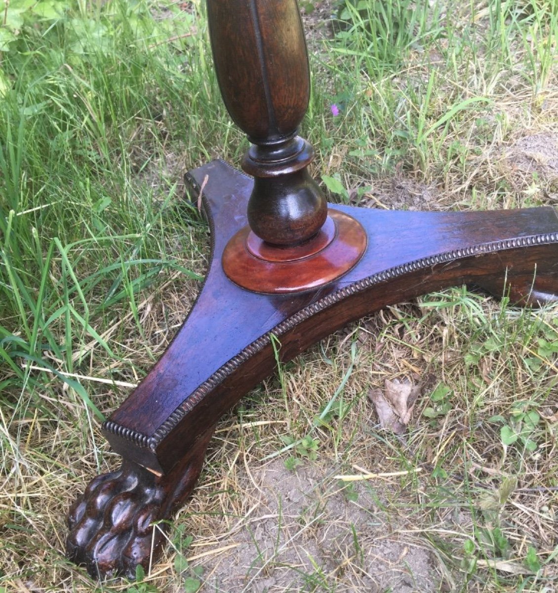 English Mahogany Tea Table, Tapestry And Beadwork-photo-3