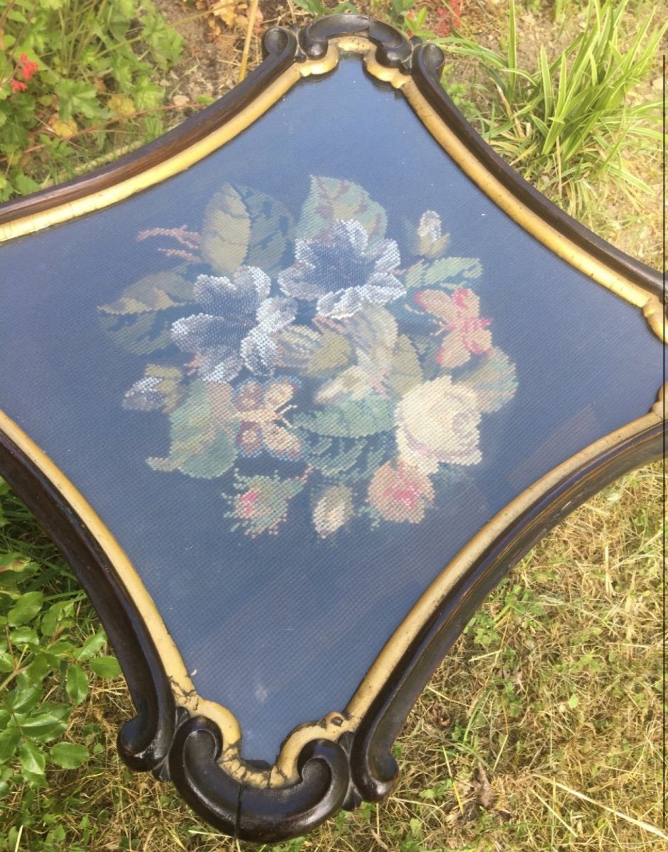 English Mahogany Tea Table, Tapestry And Beadwork-photo-4