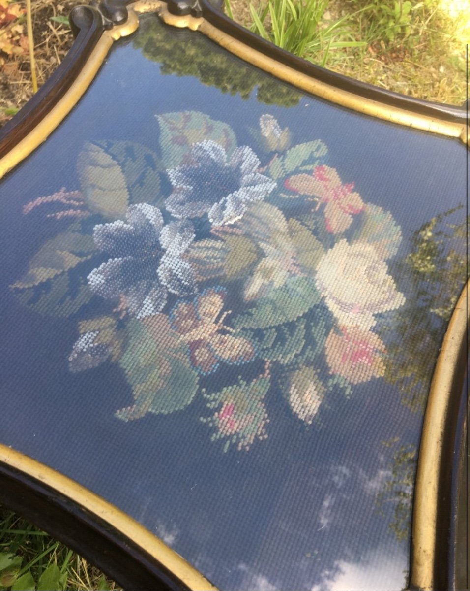 English Mahogany Tea Table, Tapestry And Beadwork-photo-7