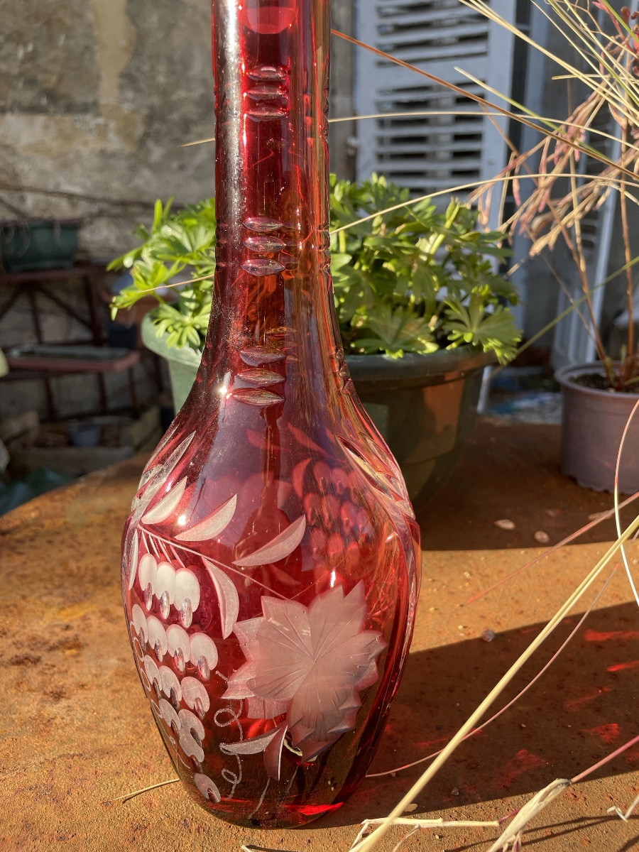 Carafe En Cristal Doublé Rouge, Saint Louis-photo-4