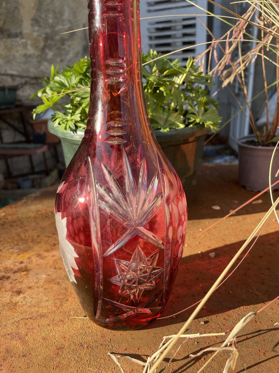 Carafe En Cristal Doublé Rouge, Saint Louis-photo-1