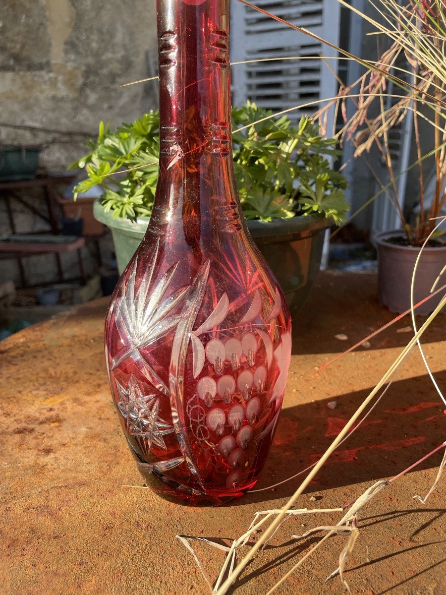 Carafe En Cristal Doublé Rouge, Saint Louis-photo-2