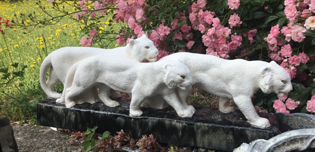 Art Deco 3 Ceramic Panthers-photo-4