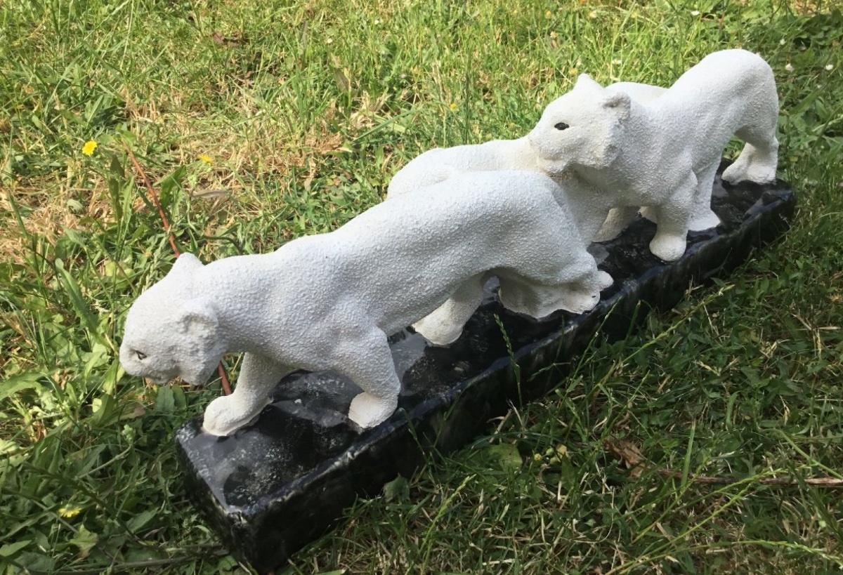 Art Deco 3 Ceramic Panthers-photo-3