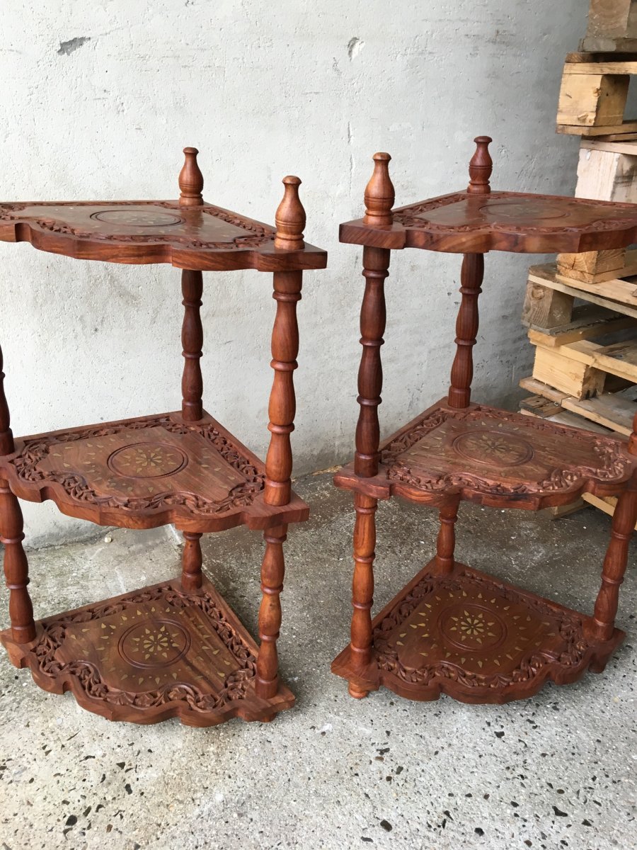 Pair Of Brass Inlaid Corner Cabinets-photo-2