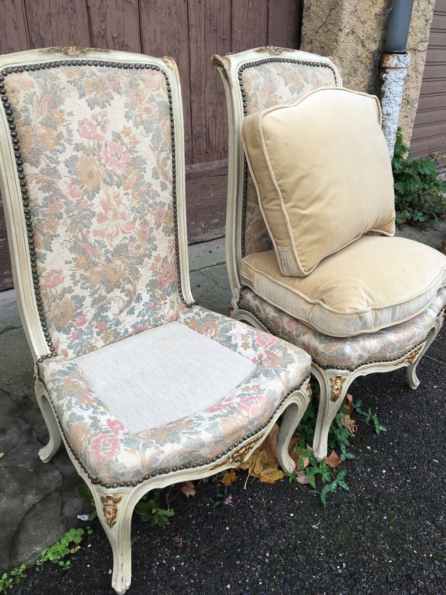 Pair Of Lacquered Low Chairs, Napoleon III-photo-4