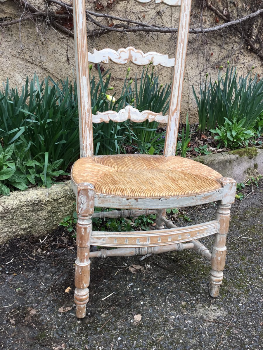 Chaise De Nourrice Laquée  à L’assise Paillée -photo-4