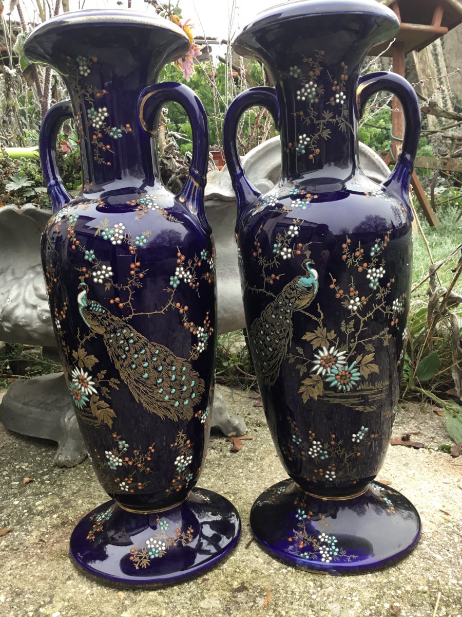 A Pair Of Bruyn Earthenware Vases. Manufacture De Fives Near Lille.-photo-4