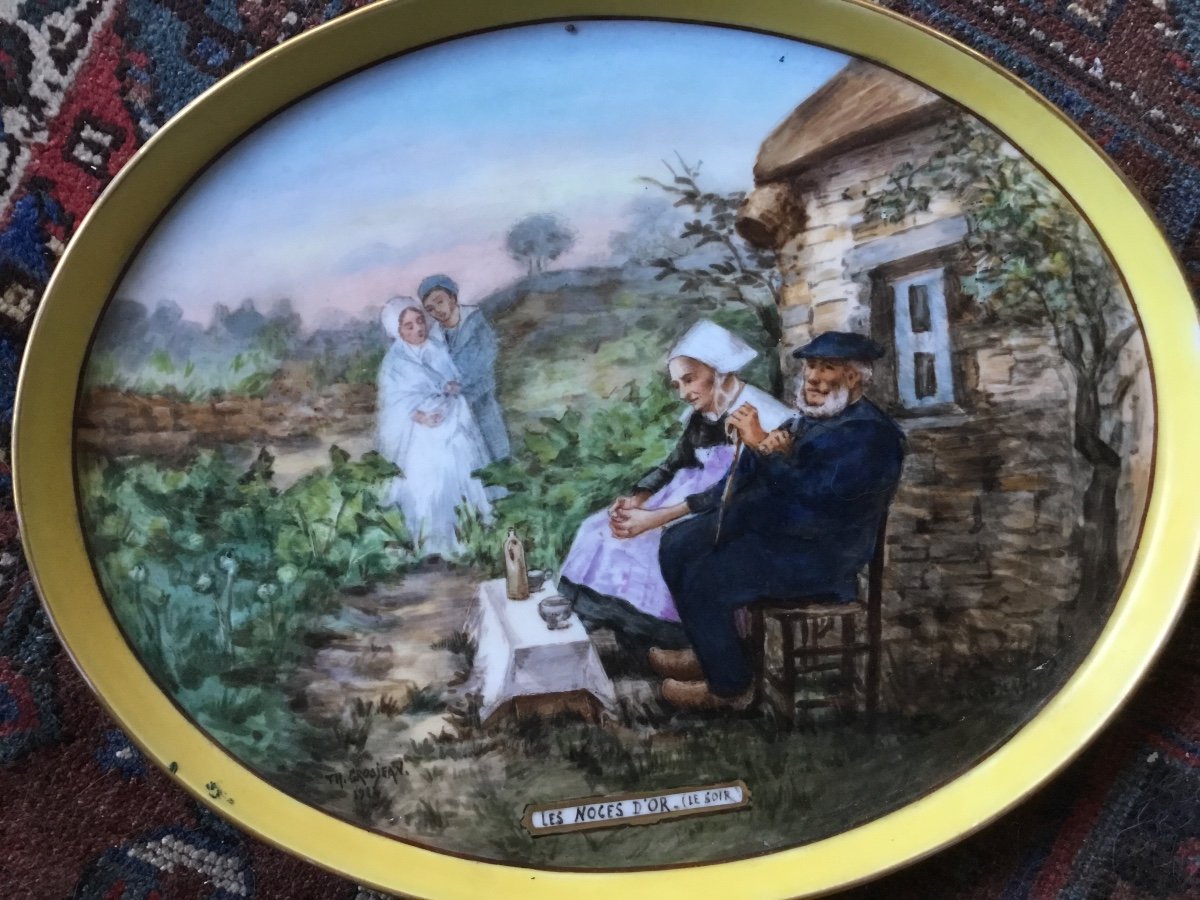 Dish In Painted Earthenware By Henri Grosjean, Painter Lorrain-photo-2