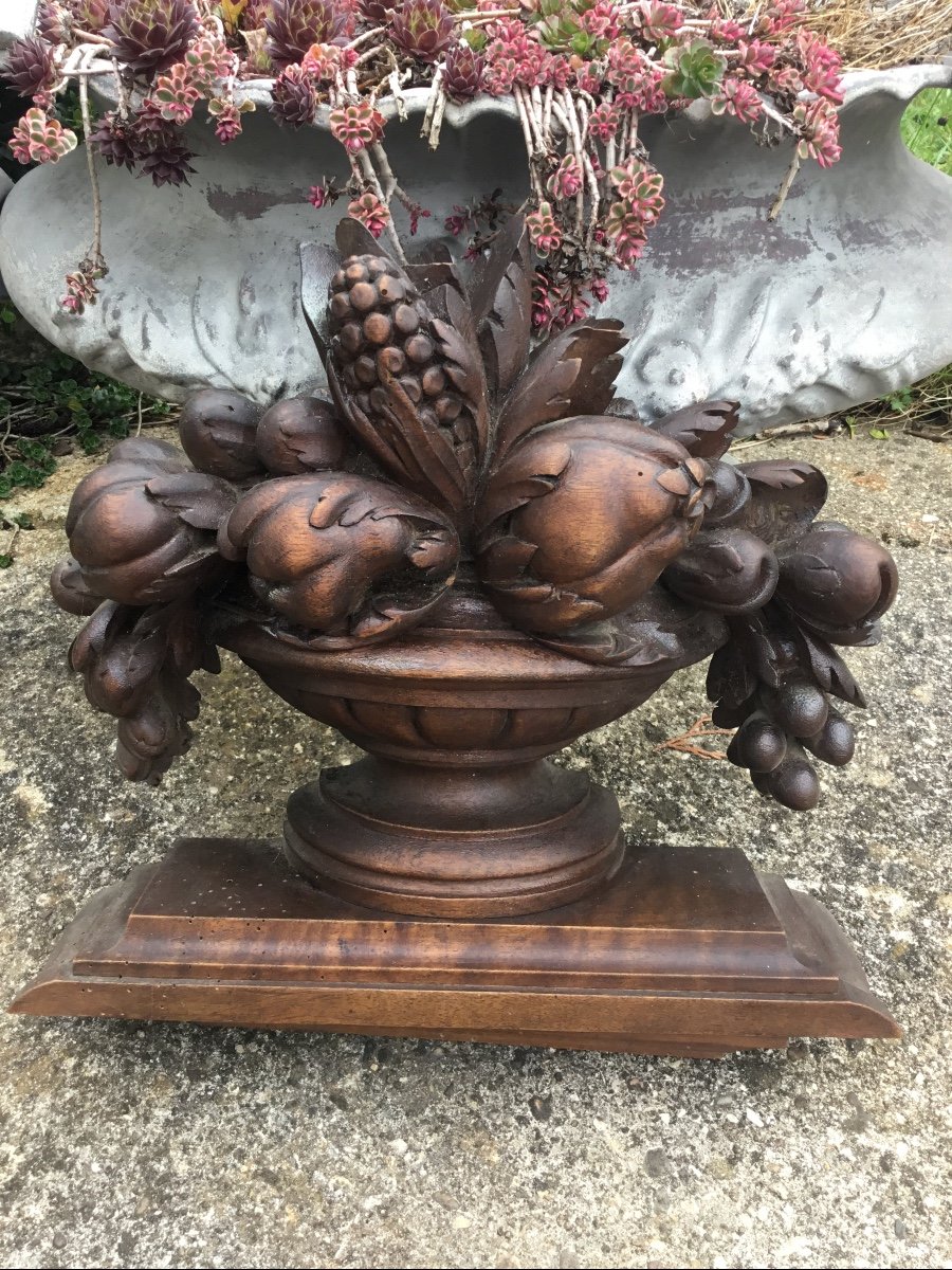 Carved Wood Fruit Basket, Circa 1900-photo-4