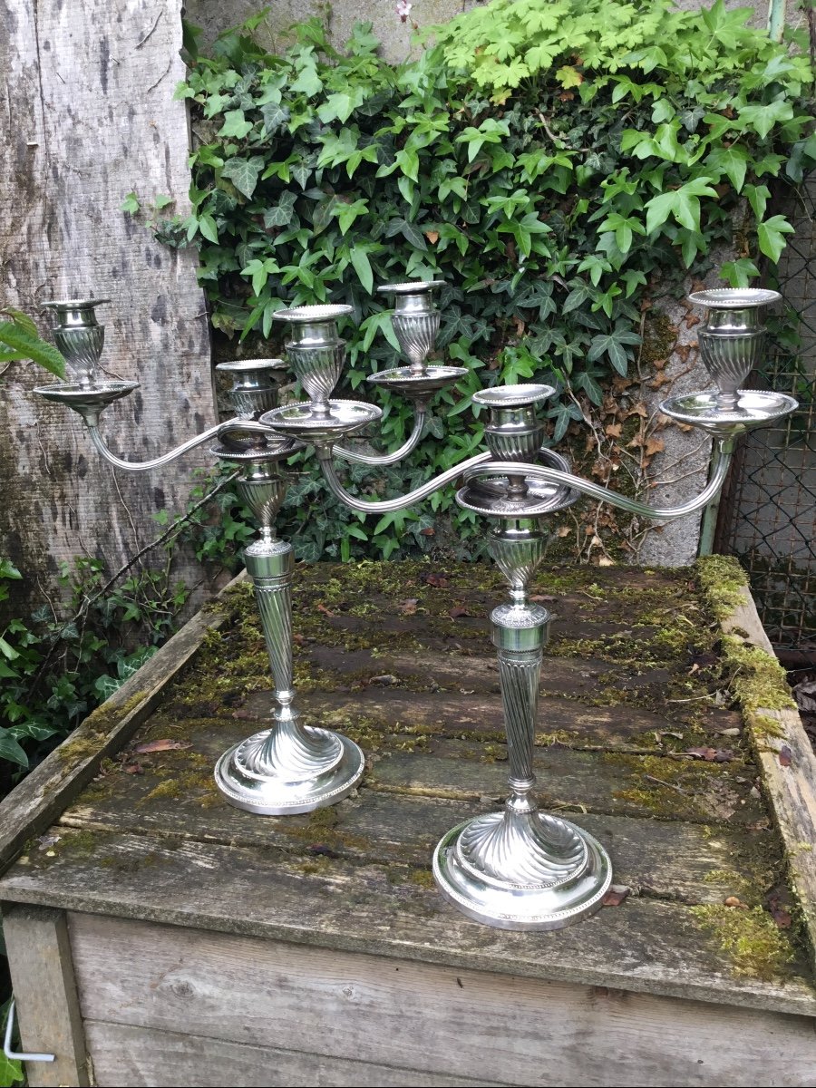 Pair Of Large English Silver Candelabra, XIXth-photo-3