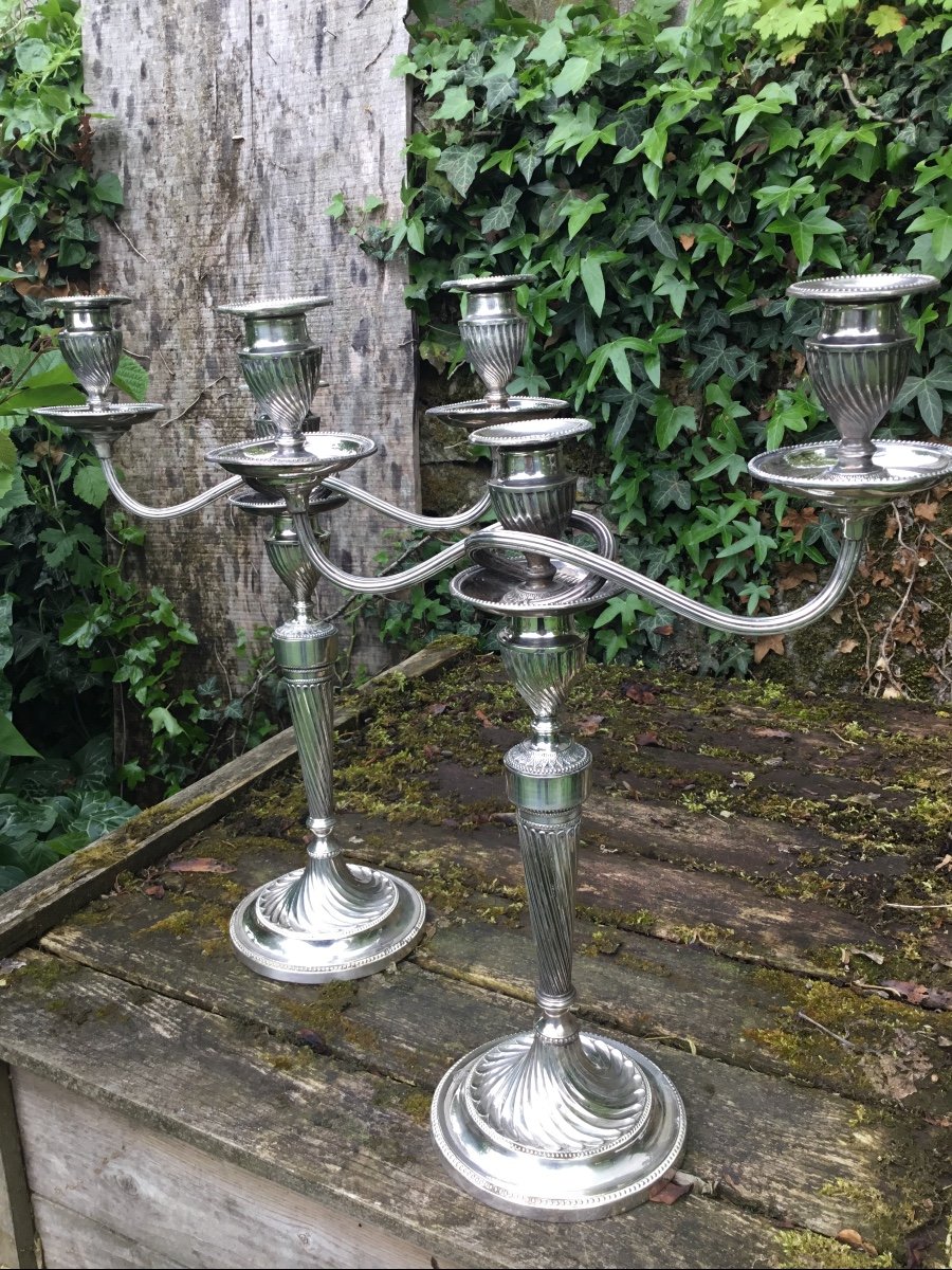 Pair Of Large English Silver Candelabra, XIXth-photo-8