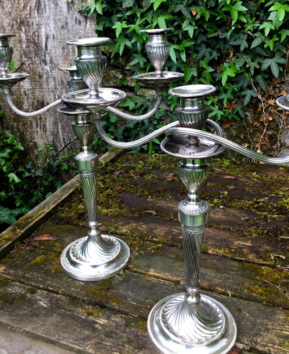 Pair Of Large English Silver Candelabra, XIXth