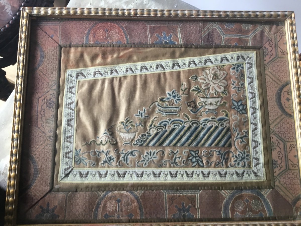 Proantic: Small Chinese Blind Stitch Embroidery, Framed