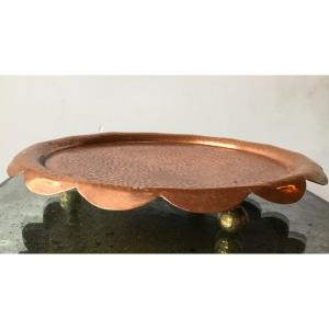 Small Hammered Copper Tray, Flower Corolla