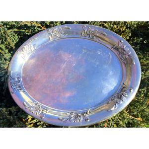 Art Nouveau Serving Tray In Silver Metal