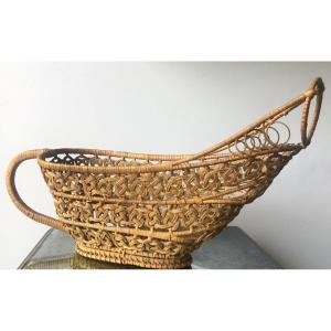 Folk Art Braided Wicker Bottle Holder