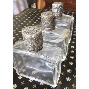 Three Silver Mount Flasks, Indochina