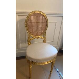 Golden Wood Chair With Cane Back