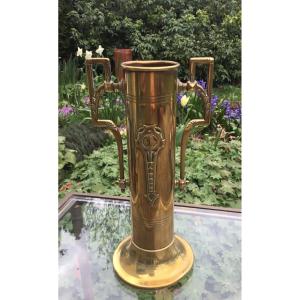 Small Art Nouveau Vase In Golden Brass 