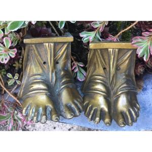 Furnishing Bronzes, Pair Of Feet With Sandals 