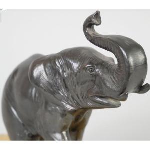 Art Deco Elephant On A Yellow Marble Base