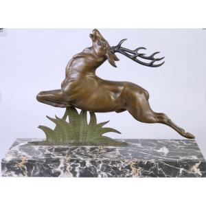 édouard Guy, Comte Du Passage, Cerf En Bronze 