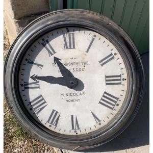 Imposing And Exceptional Cast Iron Factory Clock 78 Cm