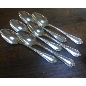 6 Monogrammed Sterling Silver Small Spoons