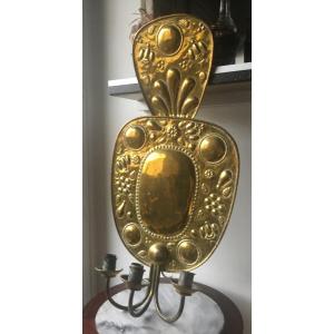 Large Reflector Wall Light In Golden Brass 