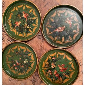 The Four Painted Tin Bottle Coasters 