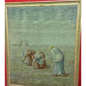 Needlepoint Tapestry After Jf Millet, 19th Century