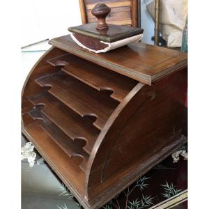 Mahogany Veneer And Brass Trim Mailbox And Stamp