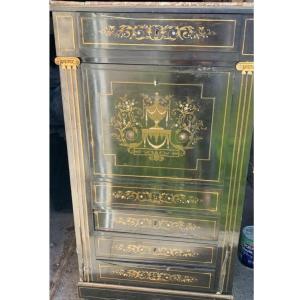 Napoleon III Period Brass And Mother-of-pearl Marquetry Secretary