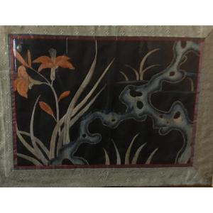 Chinese Embroidery On Silk With Art Nouveau Decor 