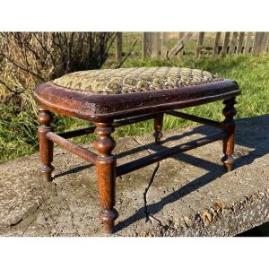 Tabouret De Pied En Bois Naturel Ancien 