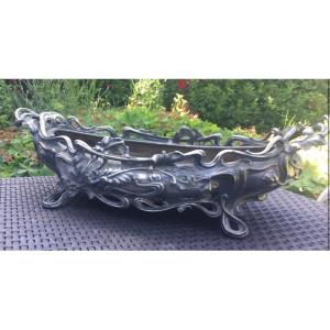 Jardinière Par Victor Saglier En Bronze  Art Nouveau 55 Cm