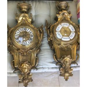 Raingo F 90 Cm Gilt Bronze Barometer And Cartel