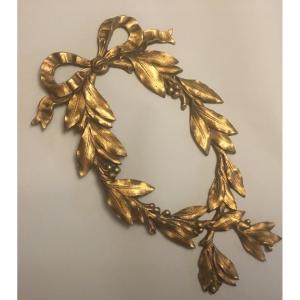 Décor En Bronze Ciselé Et Doré Couronne De Laurier 