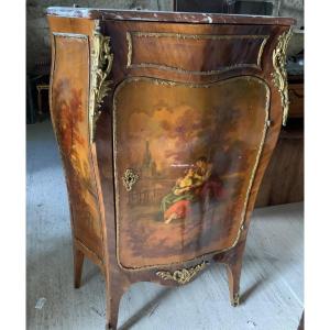 Louis XV Style Sideboard In Marquetry, Bronze And Martin Varnish