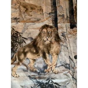 Japanese Lions And Lionesses Tapestry 