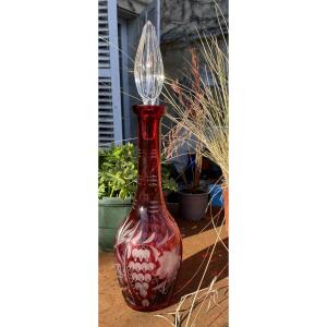 Saint Louis Red Lined Crystal Decanter