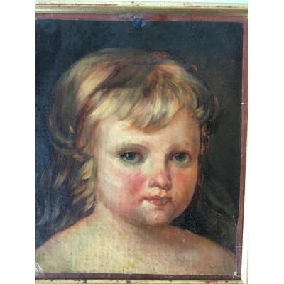 Portrait D’enfant , Huile Sur Toile, XIXème