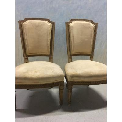 Pair Of Low Chairs Louis XVI Style To Cover