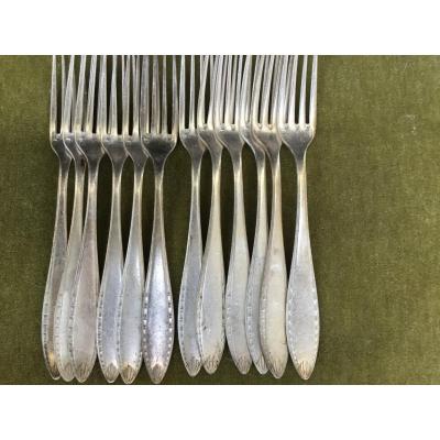 Suite Of 12 Christofle Forks, Vittel Monogram