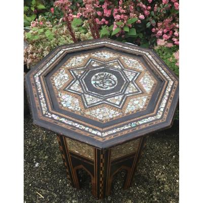 Syrian Hexagonal Guéridon Inlaid With Mother Of Pearl, XIXth